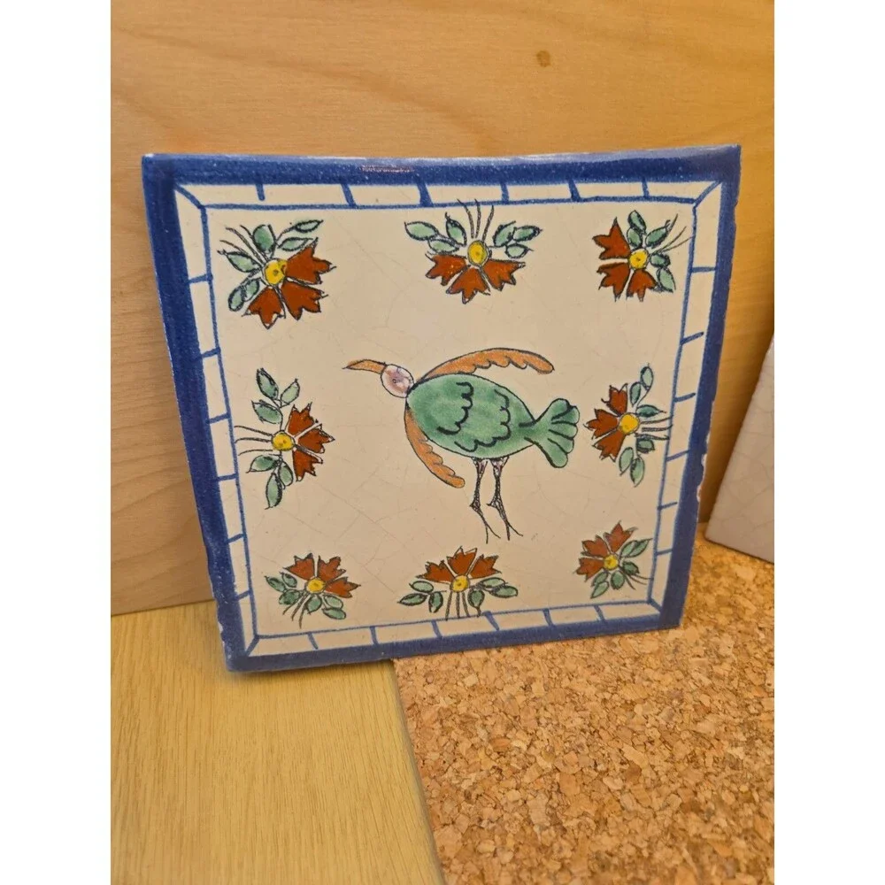 Kowhaiwhai Maori Pattern, Talavera Hand Painted Mexican Tiles Trivets Lot